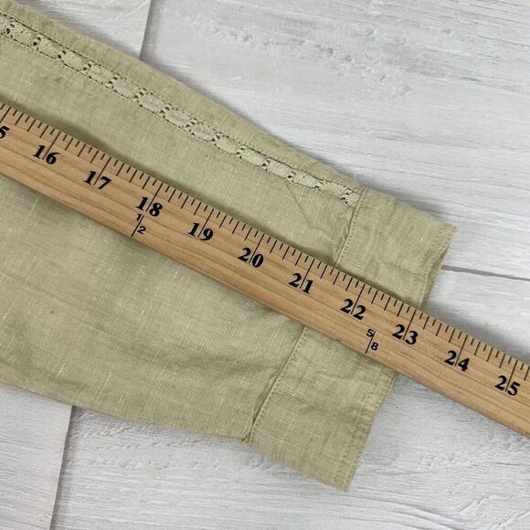 Kate Hill 100% Linen Shirt Women XL Button Up Pistachio Green Long Sleeve Top - Picture 10 of 12
